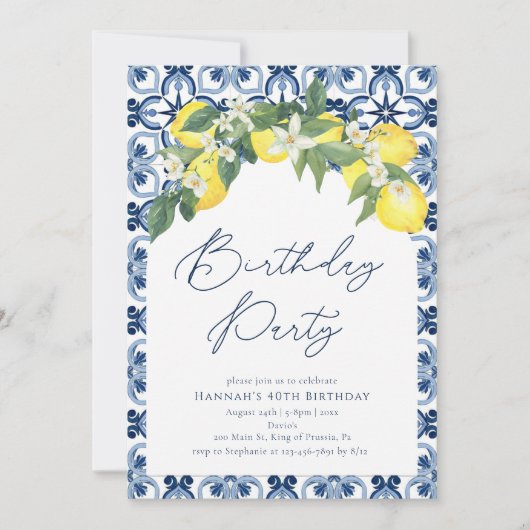 Invitation Anniversaire du citron méditerranéen Positano (Devant)