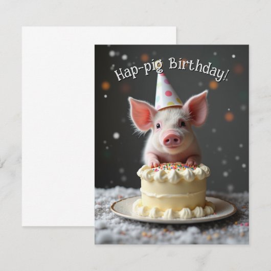 Invitation Anniversaire du cochon de Hap (Devant / Derrière)