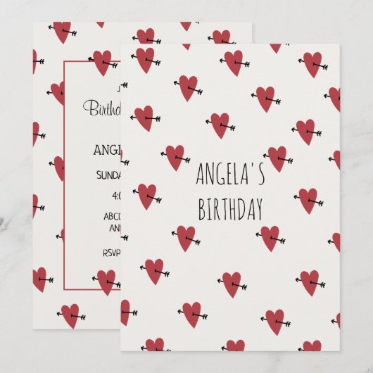 Invitation Anniversaire du coeur (Devant / Derrière)