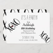 Invitation Anniversaire du coeur XOXO (Devant / Derrière)