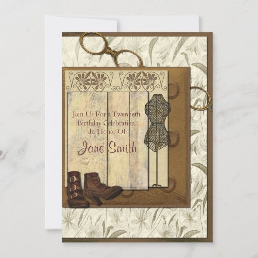 Invitation Anniversaire du collage Vintage Steampunk (Devant)