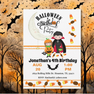 Invitation Anniversaire du comte Dracula Kid Halloween