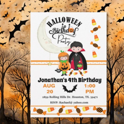 Invitation Anniversaire du comte Dracula Kid Halloween
