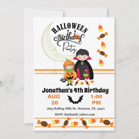 Invitation Anniversaire du comte Dracula Kid Halloween (Devant)