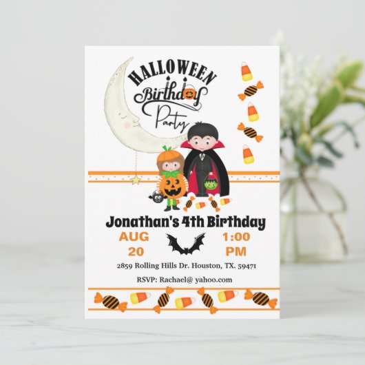Invitation Anniversaire du comte Dracula Kid Halloween (Debout devant)