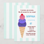 Invitation Anniversaire du cône de glace (Devant / Derrière)