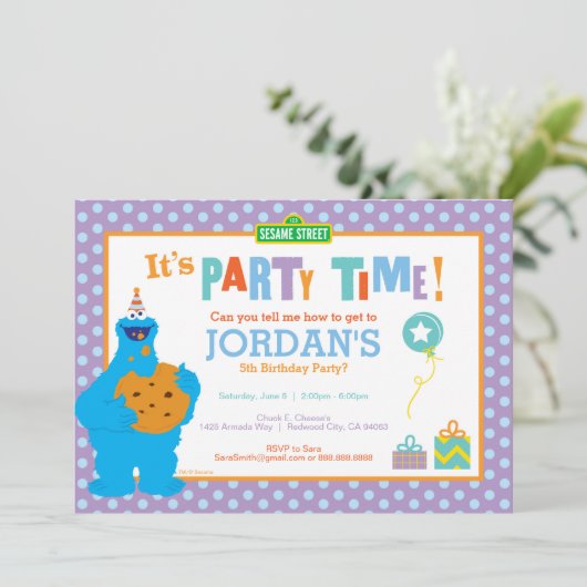 Invitation Anniversaire du Cookie Monster (Debout devant)