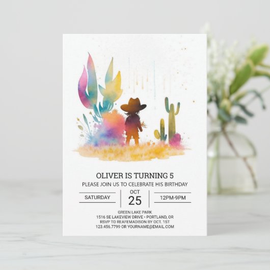 Invitation Anniversaire du cow-boy Personnalisé (Debout devant)