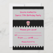Invitation Anniversaire du crâne de sucre mexicain rose (Dos)