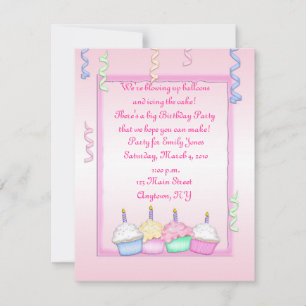 Invitation Anniversaire du Cupcake rose