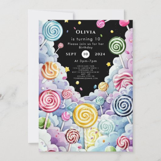 Invitation Anniversaire du Cute Pastel Candyland (Devant)