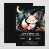 Invitation Anniversaire du Cute Pastel Fox (Devant / Derrière)