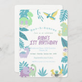 Invitation Anniversaire du dinosaure à un saurus (Devant / Derrière)