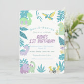 Invitation Anniversaire du dinosaure à un saurus (Debout devant)