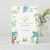 Invitation Anniversaire du dinosaure à un saurus (Debout devant)