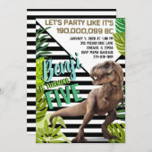 Invitation Anniversaire du dinosaure moderne (Devant / Derrière)