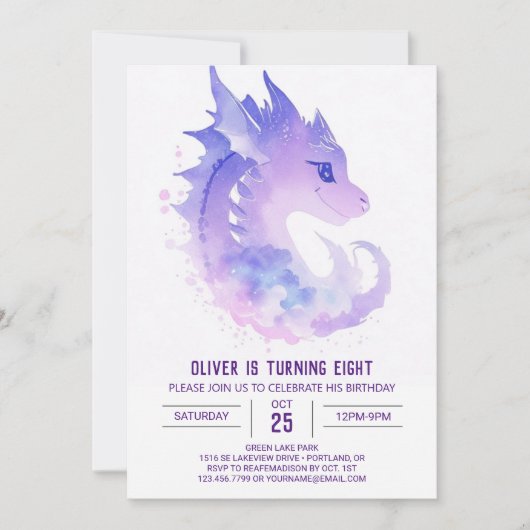 Invitation Anniversaire du dragon (Devant)