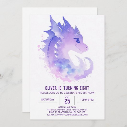 Invitation Anniversaire du dragon (Devant / Derrière)