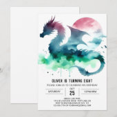 Invitation Anniversaire du dragon à main (Devant / Derrière)