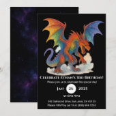 Invitation Anniversaire du dragon arc-en-ciel (Devant / Derrière)