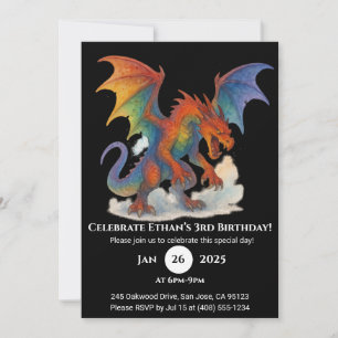 Invitation Anniversaire du dragon arc-en-ciel