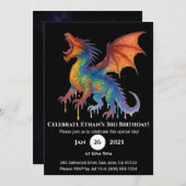 Invitation Anniversaire du dragon arc-en-ciel (Devant / Derrière)