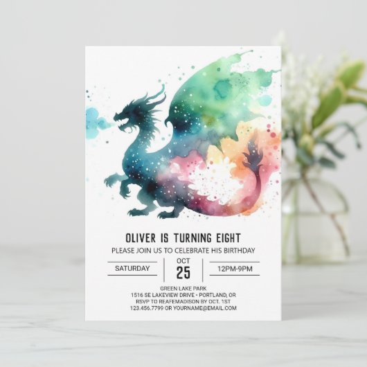 Invitation Anniversaire du dragon chaud Imprimable (Debout devant)