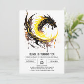 Invitation Anniversaire du dragon d'aquarelle (Debout devant)