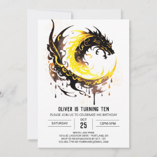 Invitation Anniversaire du dragon d'aquarelle