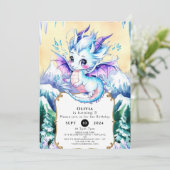 Invitation Anniversaire du dragon de glace Boho (Debout devant)