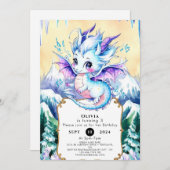 Invitation Anniversaire du dragon de glace Boho (Devant / Derrière)