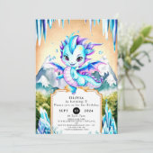 Invitation Anniversaire du dragon de glace mignon (Debout devant)