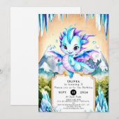 Invitation Anniversaire du dragon de glace mignon (Devant / Derrière)