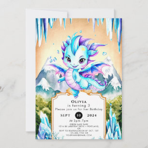 Invitation Anniversaire du dragon de glace mignon
