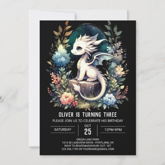 Invitation Anniversaire du dragon élégant numérique (Devant)