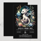 Invitation Anniversaire du dragon élégant numérique (Devant / Derrière)