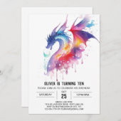 Invitation Anniversaire du dragon enchanté (Devant / Derrière)