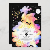 Invitation Anniversaire du dragon enchanté pour enfants (Devant / Derrière)