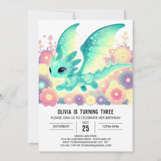 Invitation Anniversaire du dragon Modèle (Devant)