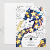 Invitation Anniversaire du dragon mystique enchanté (Devant / Derrière)