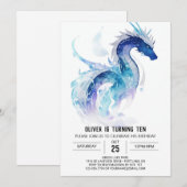 Invitation Anniversaire du dragon qui respire le feu (Devant / Derrière)