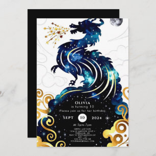 Invitation Anniversaire du dragon radieux magique
