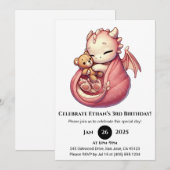 Invitation Anniversaire du dragon rose (Devant / Derrière)