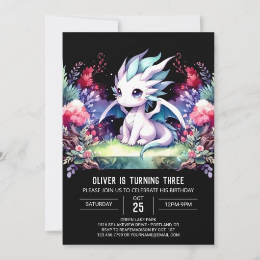 Invitation Anniversaire du dragon sauvage moderne (Devant)