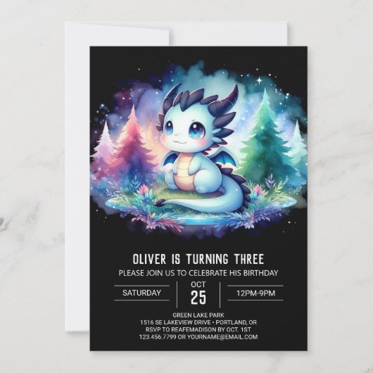 Invitation Anniversaire du dragon sauvage simple (Devant)