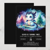 Invitation Anniversaire du dragon sauvage simple (Devant / Derrière)