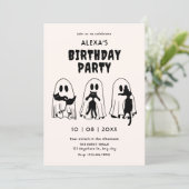 Invitation anniversaire du fantôme de chat noir (Debout devant)