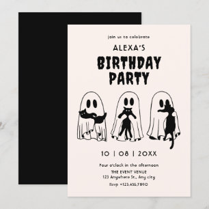Invitation anniversaire du fantôme de chat noir 