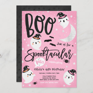Invitation Anniversaire du fantôme rose de Halloween Spooktac