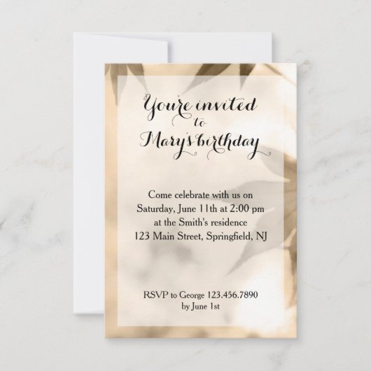 Invitation Anniversaire du feuillage ombragé (Devant)